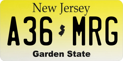 NJ license plate A36MRG