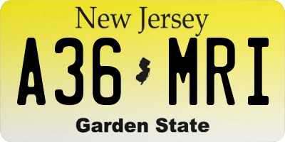 NJ license plate A36MRI