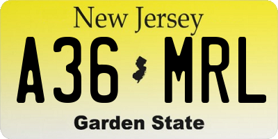 NJ license plate A36MRL