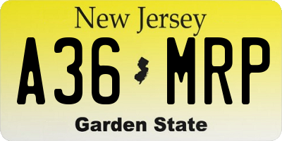 NJ license plate A36MRP