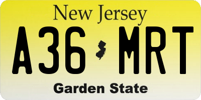 NJ license plate A36MRT