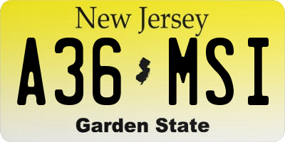 NJ license plate A36MSI