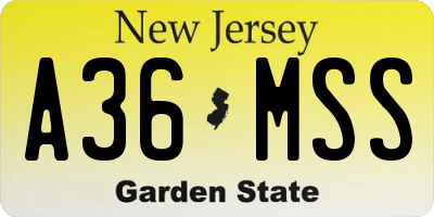 NJ license plate A36MSS