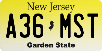 NJ license plate A36MST