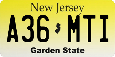 NJ license plate A36MTI