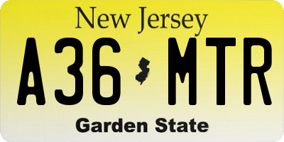 NJ license plate A36MTR