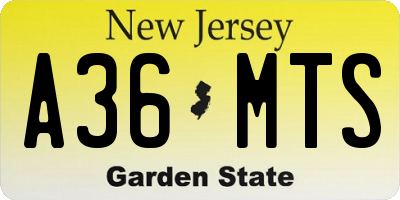 NJ license plate A36MTS