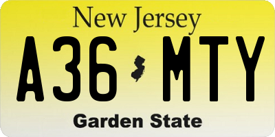 NJ license plate A36MTY