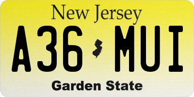 NJ license plate A36MUI