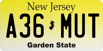 NJ license plate A36MUT