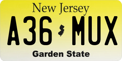 NJ license plate A36MUX