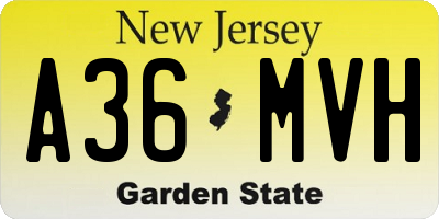 NJ license plate A36MVH