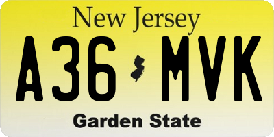NJ license plate A36MVK
