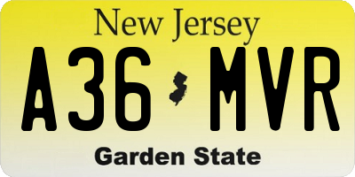 NJ license plate A36MVR