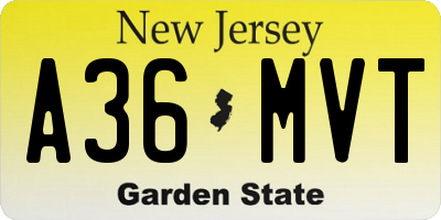 NJ license plate A36MVT