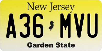 NJ license plate A36MVU