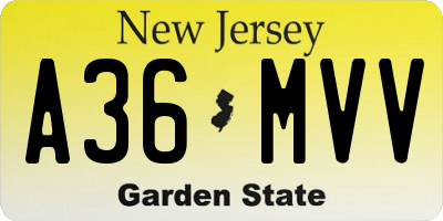 NJ license plate A36MVV