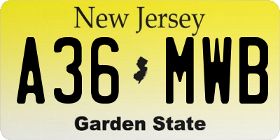 NJ license plate A36MWB