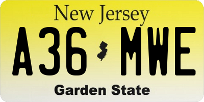 NJ license plate A36MWE