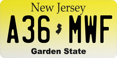 NJ license plate A36MWF
