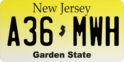 NJ license plate A36MWH