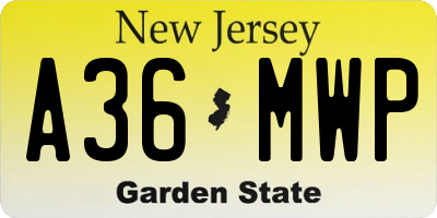 NJ license plate A36MWP