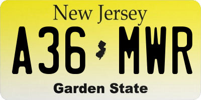 NJ license plate A36MWR