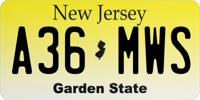 NJ license plate A36MWS