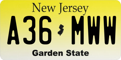 NJ license plate A36MWW