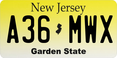 NJ license plate A36MWX