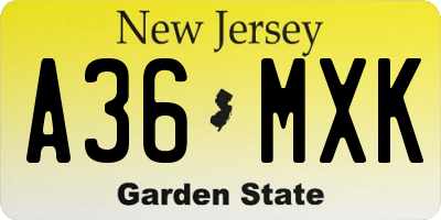 NJ license plate A36MXK