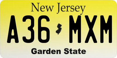 NJ license plate A36MXM
