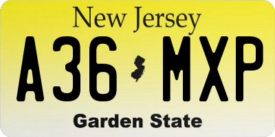 NJ license plate A36MXP