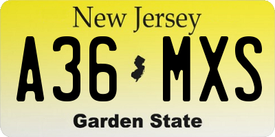 NJ license plate A36MXS