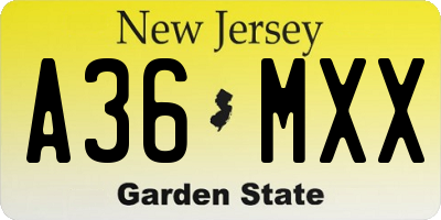 NJ license plate A36MXX