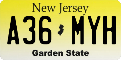 NJ license plate A36MYH