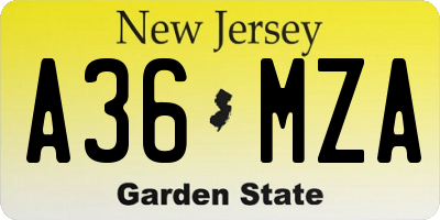 NJ license plate A36MZA