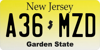 NJ license plate A36MZD