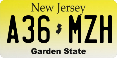 NJ license plate A36MZH