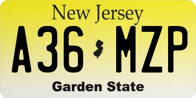 NJ license plate A36MZP