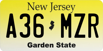 NJ license plate A36MZR