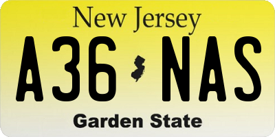 NJ license plate A36NAS