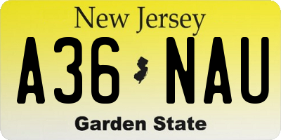 NJ license plate A36NAU