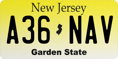 NJ license plate A36NAV