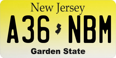 NJ license plate A36NBM