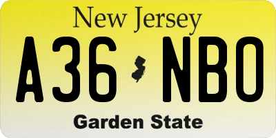 NJ license plate A36NBO