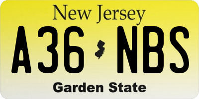 NJ license plate A36NBS
