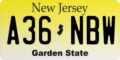NJ license plate A36NBW