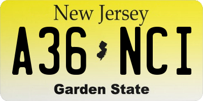 NJ license plate A36NCI