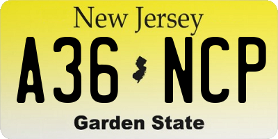 NJ license plate A36NCP